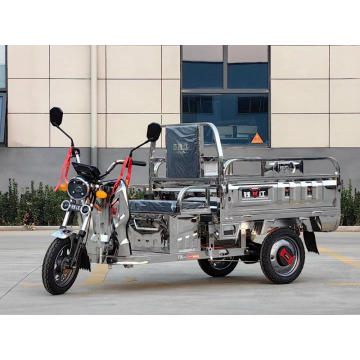 Tricycle électrique en acier inoxydable à cargaison ouverte
